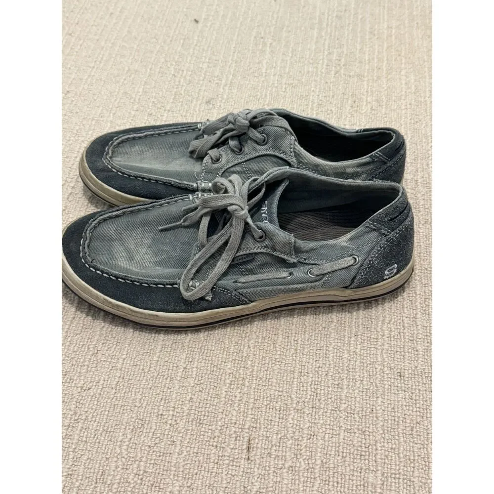 Skechers Relaxed Fit 63720 Diamondback Leroy Boat Loafer Shoes Sz 10 Navy